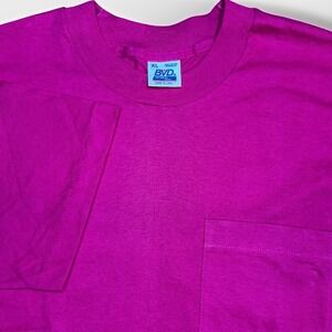 Vintage BVD T-Shirt Mens XL Magenta Single Stitch Selvedge Pocket Made USA